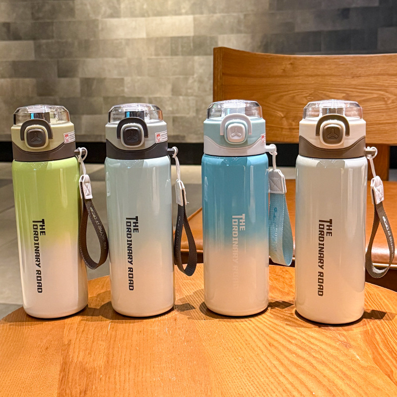 Sprühkühlende Thermosflasche mit Doppeldeckel, 316 Edelstahl, Outdoor-Sport