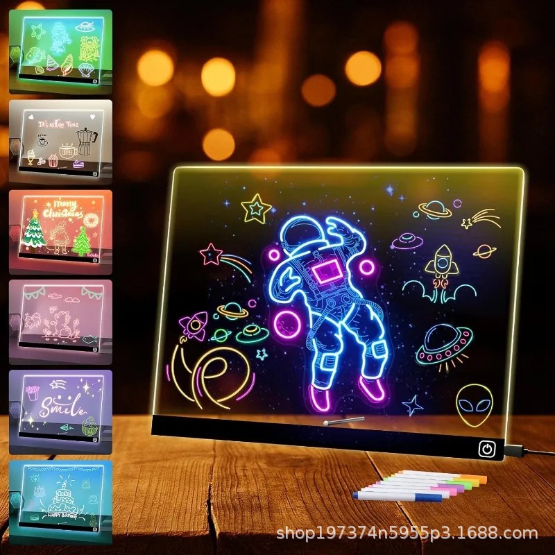 2026 Grenzüberschreitendes Acryl-Kinder-DIY-Graffiti-Leuchttafel Bestseller Weihnachts-Mitteilungstafel Leuchtplatte Geschenk