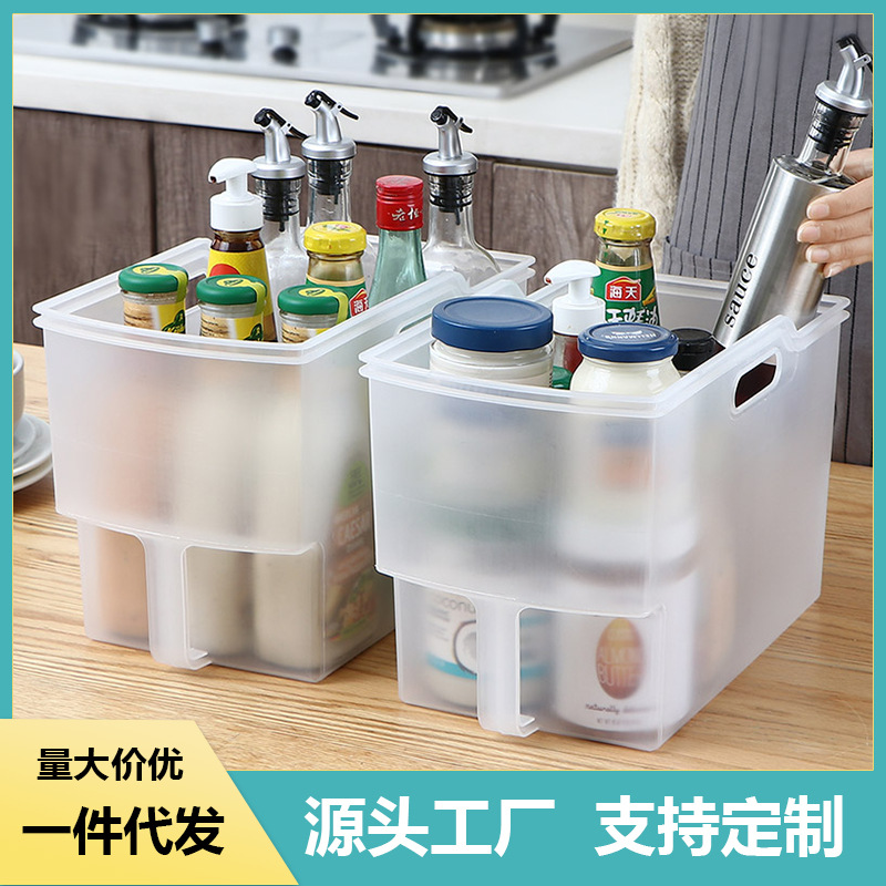 Kitchen Cabinet Storage Box, Hanging Organizer, Transparent with Handle - 1
