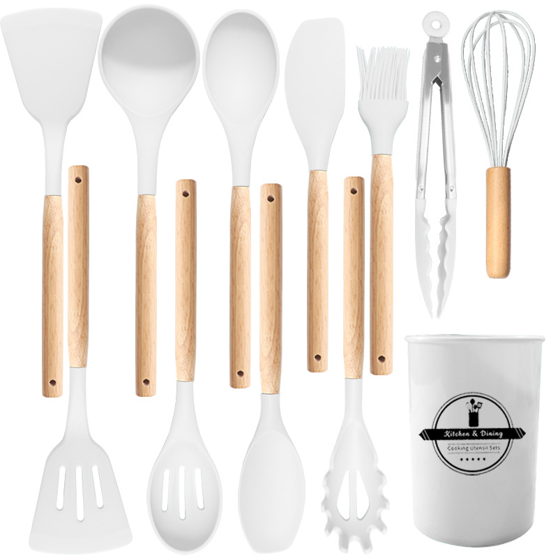 Sınır ötesi silikon spatula ve kaşık 12 parçalı set yapışmaz silikon spatula gıda sınıfı silikon mutfak eşyaları seti satışa hazır - 6