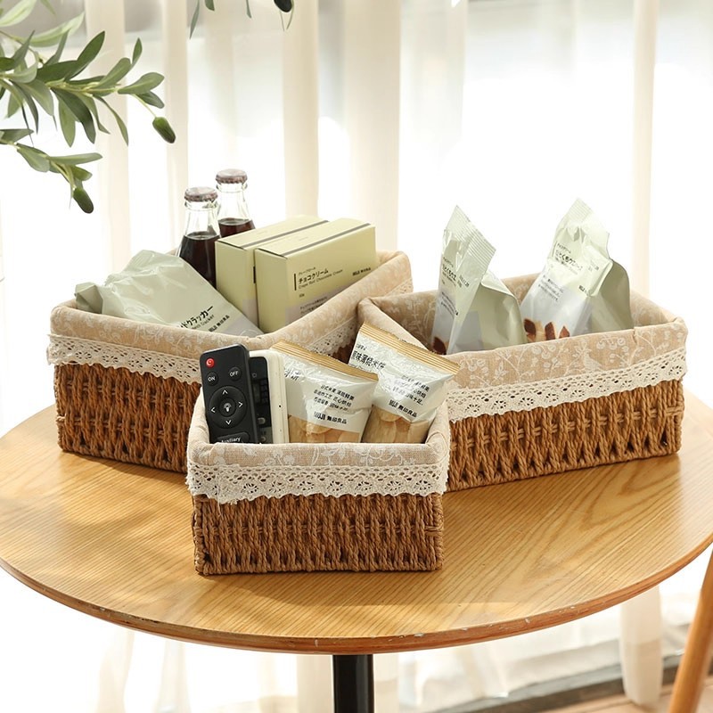 Rattan dokuma depolama sepeti salon masası - 1