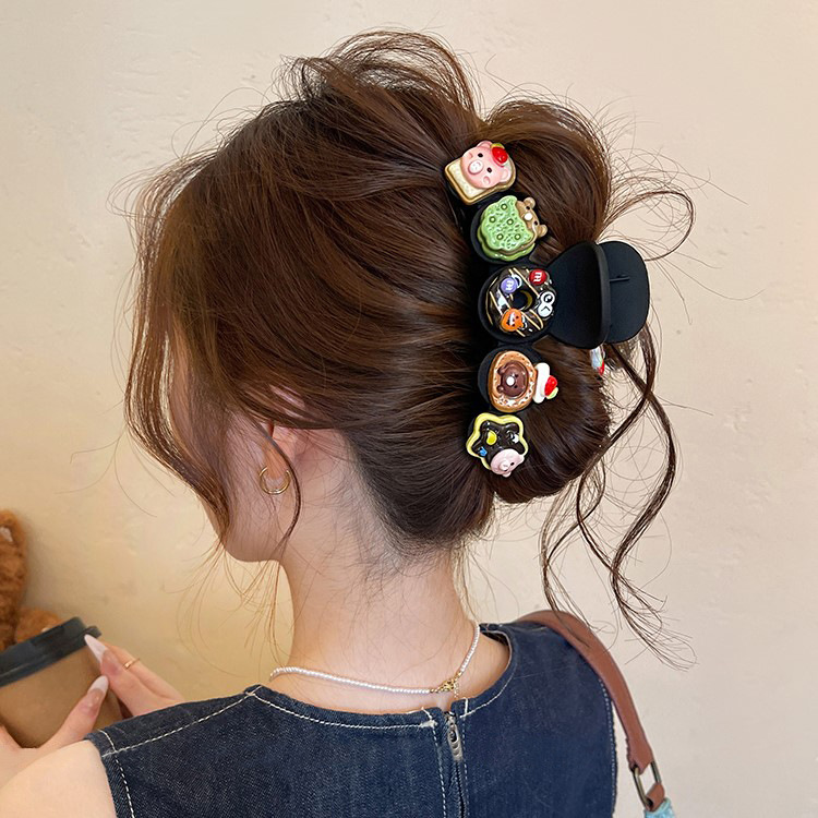 Große Snack-Haarspange aus Keks für Frauen, hochwertige 2025 neue Haiflossen-Haarspange, Hinterkopf-Haarspange Haarzubehör für den Sommer. - 4