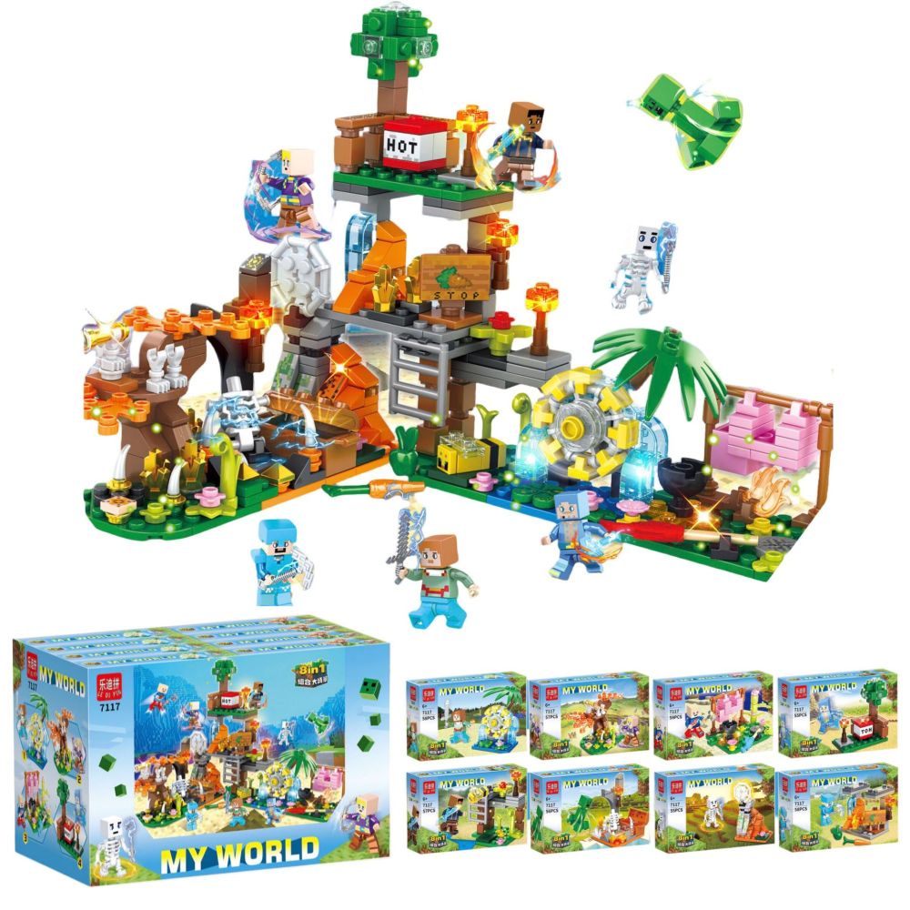 Building blocks compatible with Lego construction bricks my block world DIY small particles 8 in 1 minifigure educational assembly toys for boys and girls