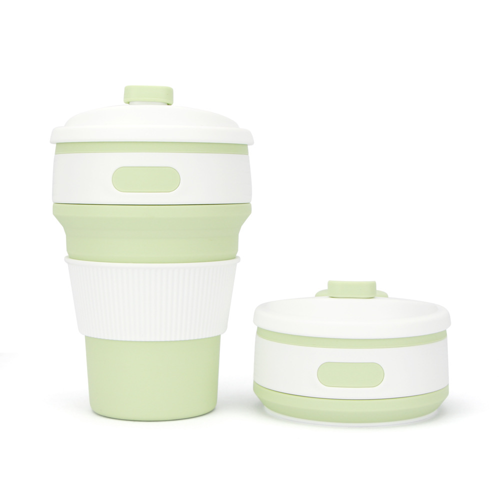 Grenzüberschreitender heißer faltbarer Wasserbehälter 350 ml Silikonbecher praktischer komprimierbarer faltbarer Kaffeebecher Großhändler Hersteller Quelle - 11