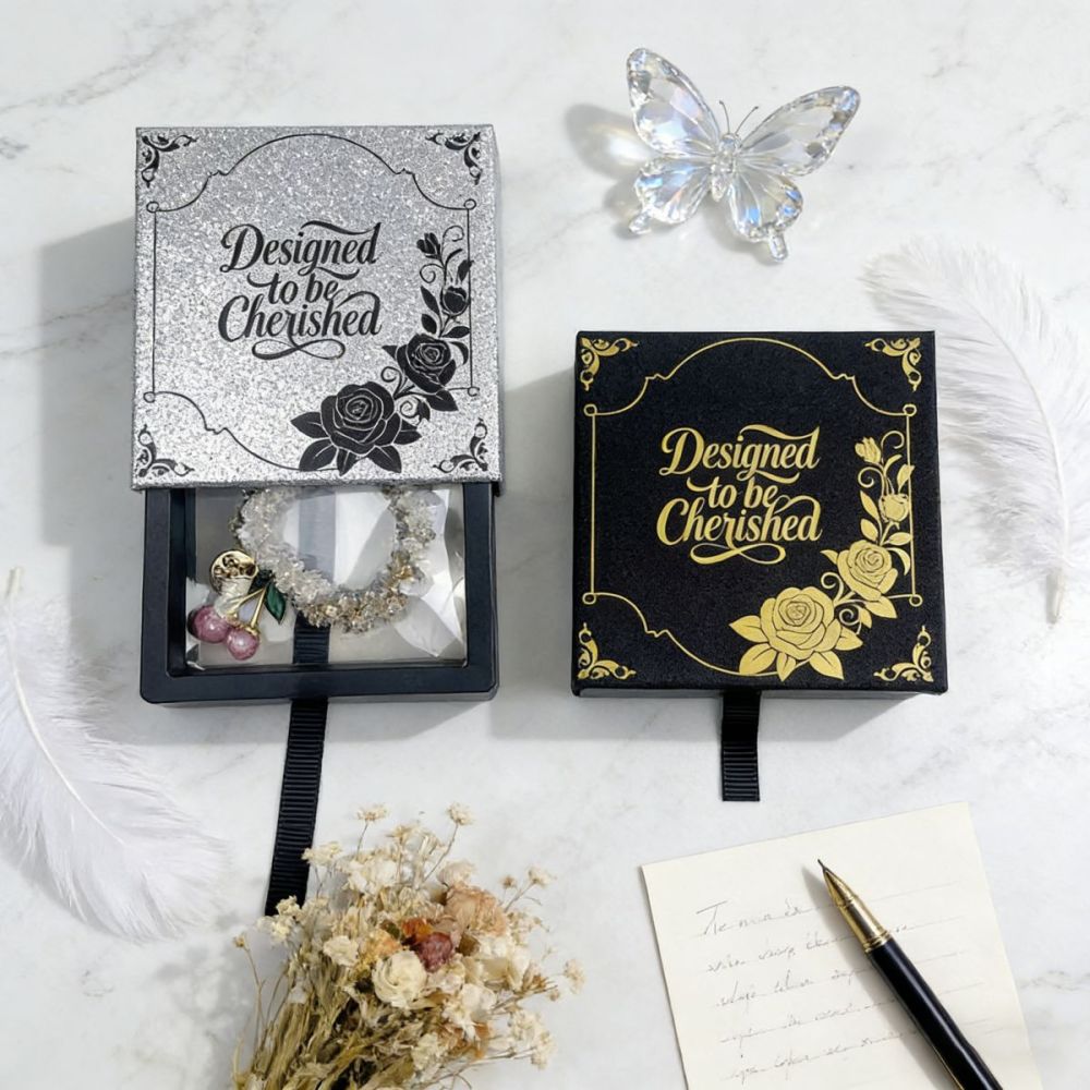 In Stock Starry Sky Silver PE Film Suspension Box Printed Pearl Jewelry Packaging Box Premium Gift Box Custom LOGO