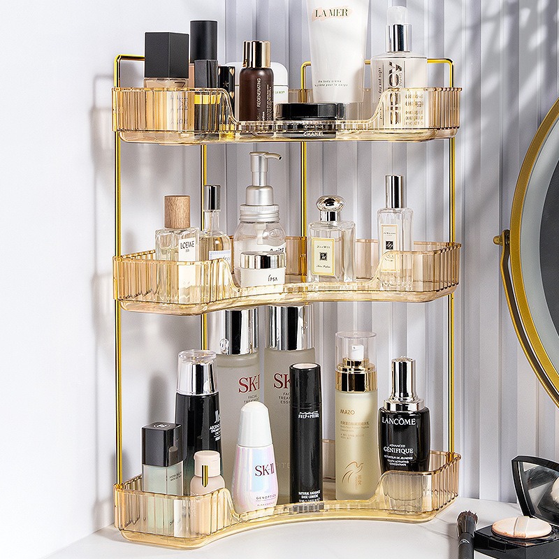 Eckiger Kosmetik-Organizer mit Dreieck-Regal - 1
