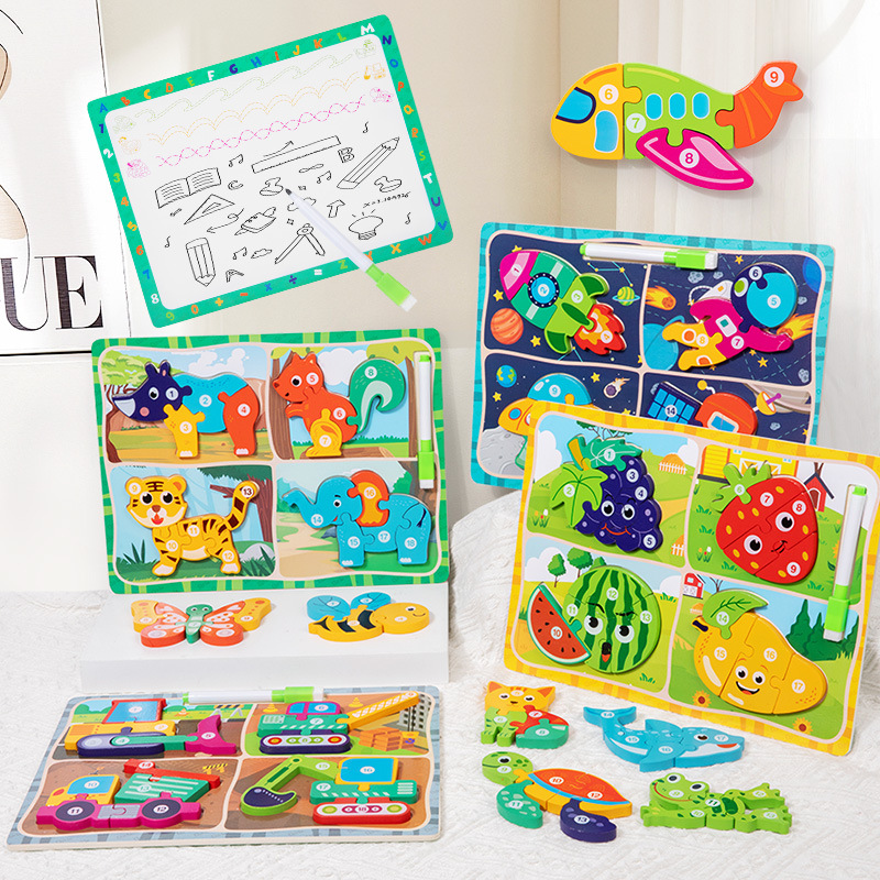 Montessori 3D Matching Puzzle with Animals, Transportation, Fruits