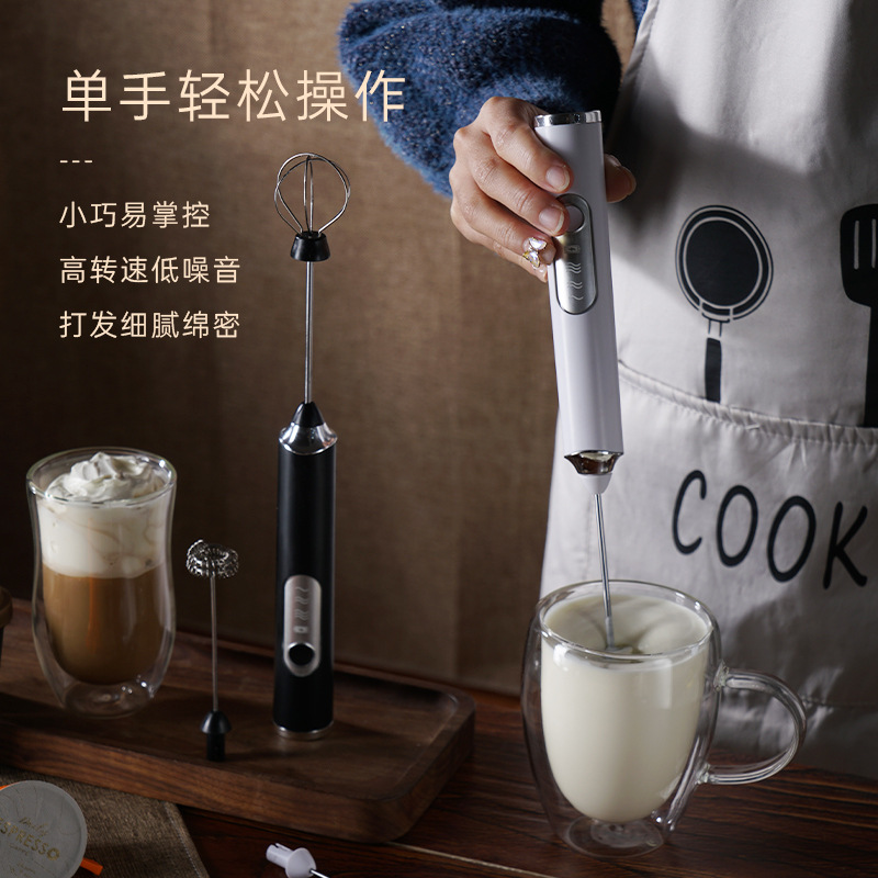 Handmixer, Eierquirl, Haushalts-Milchaufschäumer, elektrischer kleiner Mixer, Milchschäumer, Kaffee-Milch-Schäumer für Creme - 3