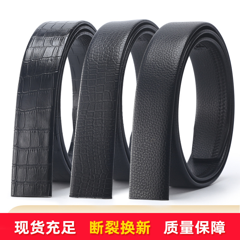 Black belt wholesale men's microfiber wear-resistant and scratch-resistant headless crocodile pattern belt automatic buckle comfortable trouser belt