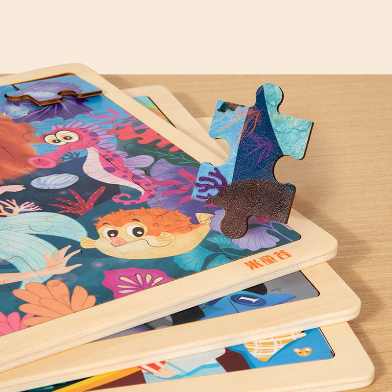Wooden Flat Puzzle for Toddlers Ages 2-5 Educational Brain Development Toy - 4