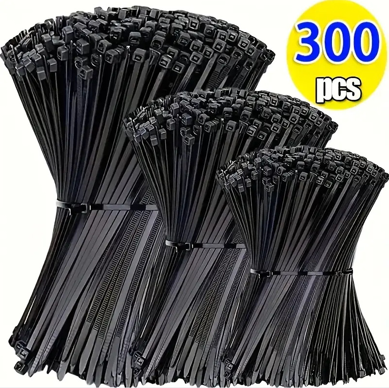 Schwarze Nylon-Kabelbinder, selbstverriegelnd, 100 Stück, mehrere Größen