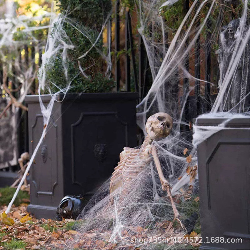Halloween Spider Web and Spider Cotton Haunted House Decor Set