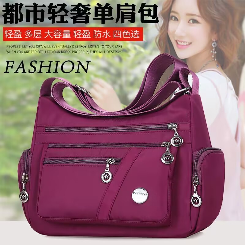 Multi-Layer Single Shoulder Crossbody Bag for Women, Middle-Aged and Elderly Mom Bag, Lightweight Single Shoulder Bag, Casual Large-Capacity Fabric Bag, Commuter