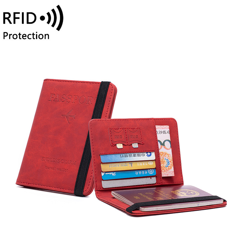 Yeni anti-manyetik RFID pasaport kitabı çok fonksiyonlu kart kimlik tutucu pasaport kapağı toptan sınır ötesi yarım katlanmış PU bilet tutucu