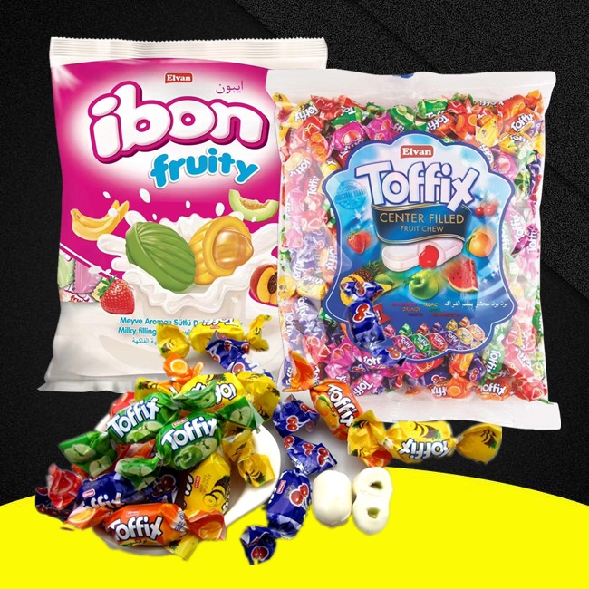Elvan meyve dolgulu süt şekeri, muz karışık, 1000 g