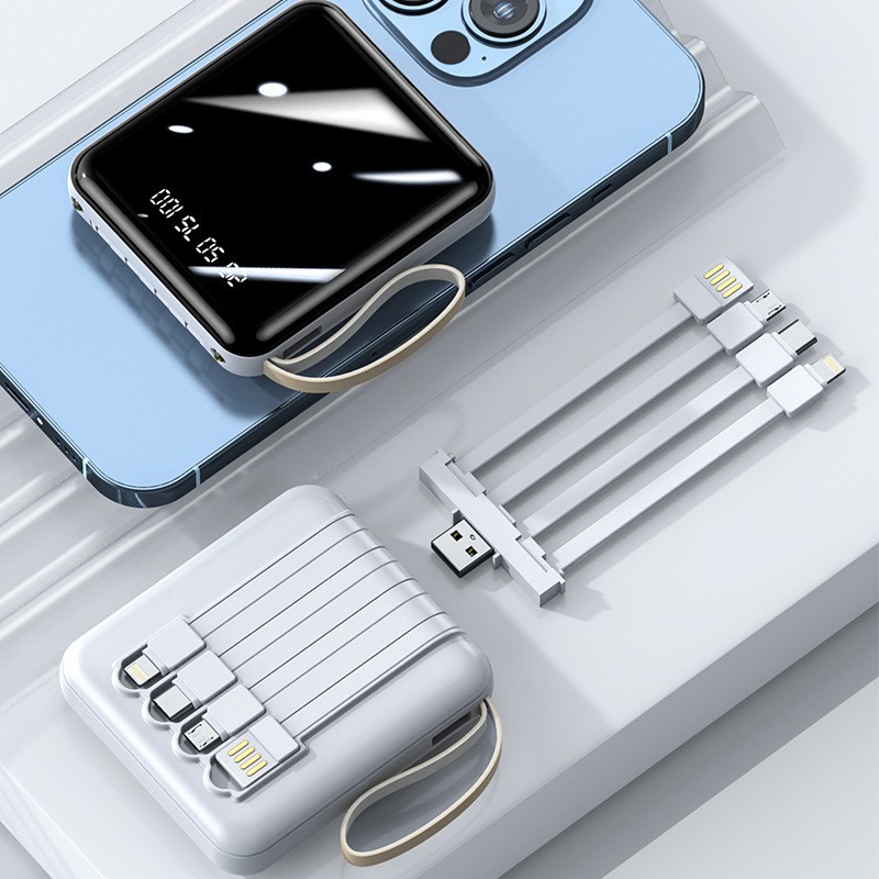 Großhandel Mini-Powerbank mit 3C-Zertifizierung 20000 mAh mit integriertem Kabel große Kapazität Mobiler Akku grenzüberschreitendes Mitbringsel - 8