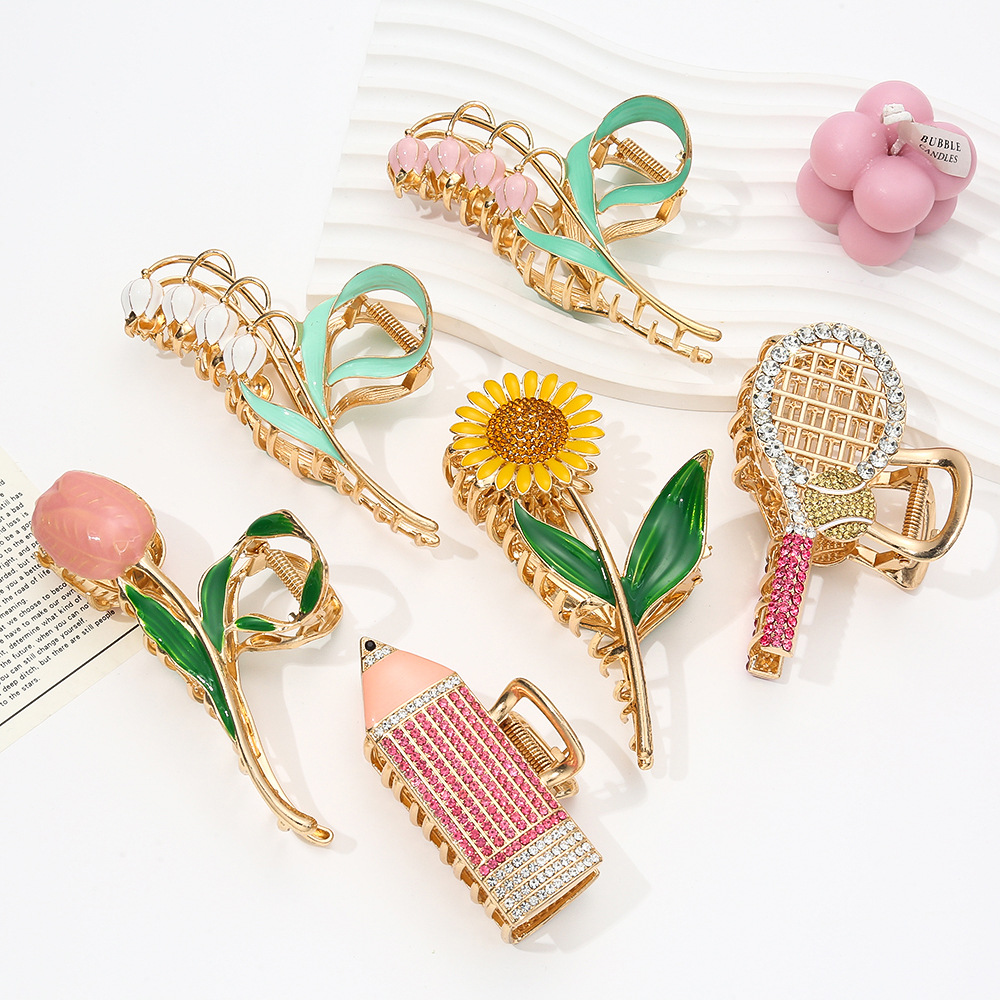 Valley Lily Flower Super Fairy Elegant Large High-Quality Hair Clip Women Back of Head Summer Forest Shark Clip Hair Accessories