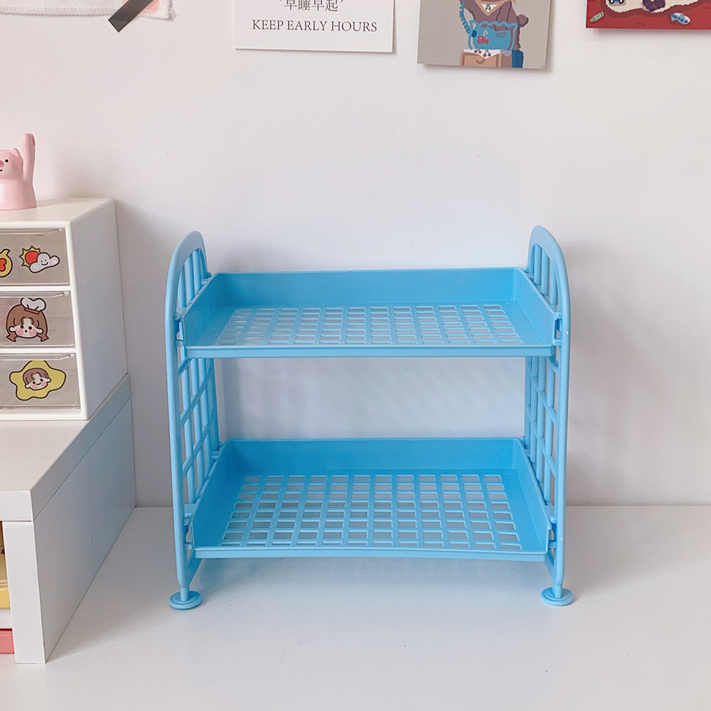 Yeni ins kozmetik takı çift katmanlı katlanır depolama rafı basit ev masaüstü banyo depolama rafı depolama rafı - 7