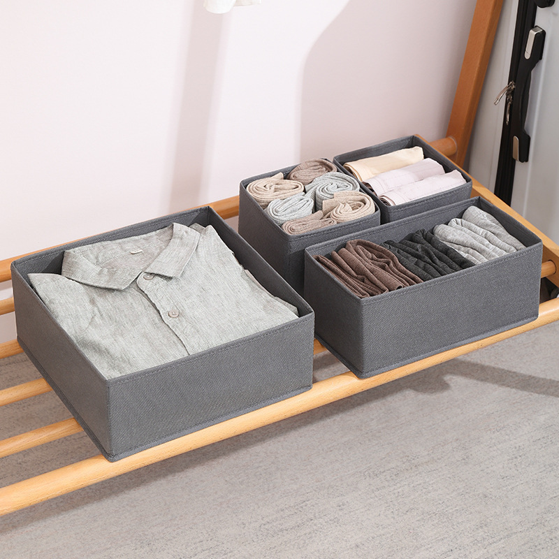 Six-Piece Lidless Foldable Storage Box Set for Toys and Socks