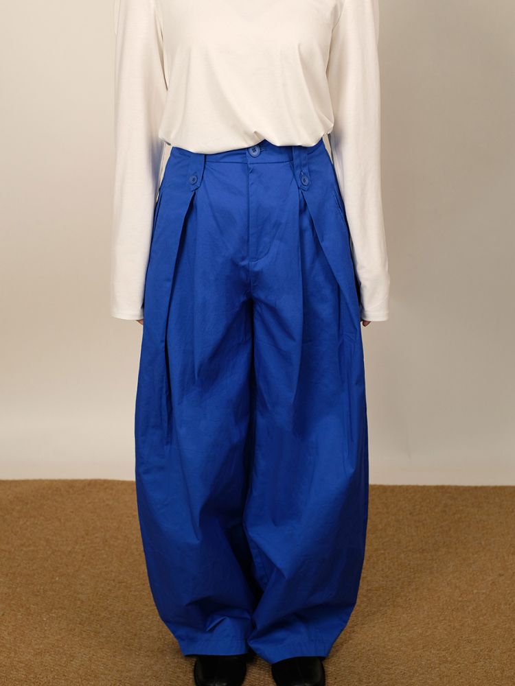 Hochgeschnittene Baumwollhose mit weitem Bein, atmungsaktiv und locker