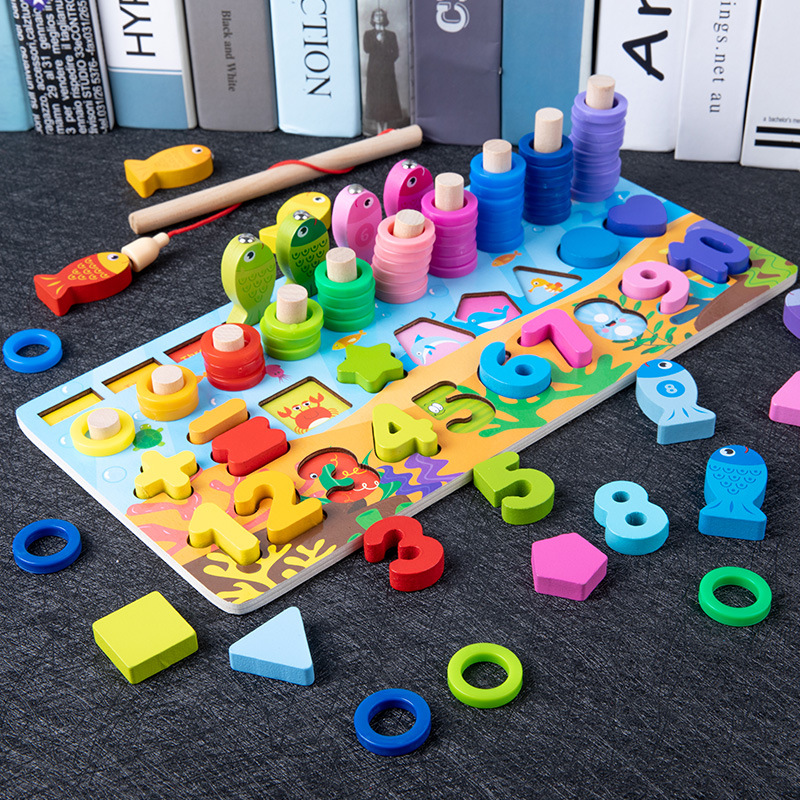 Montessori-Puzzle mit Zahlen-Bausteinen für Kleinkinder von 1-3 Jahren