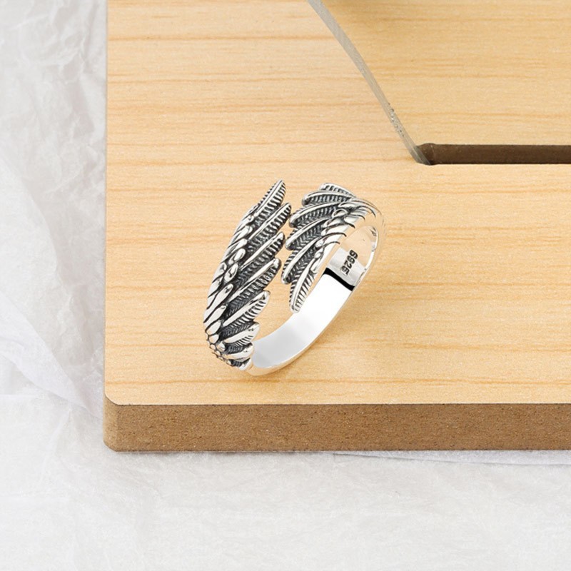 925 Silver Angel Wings Ring, Open Adjustable