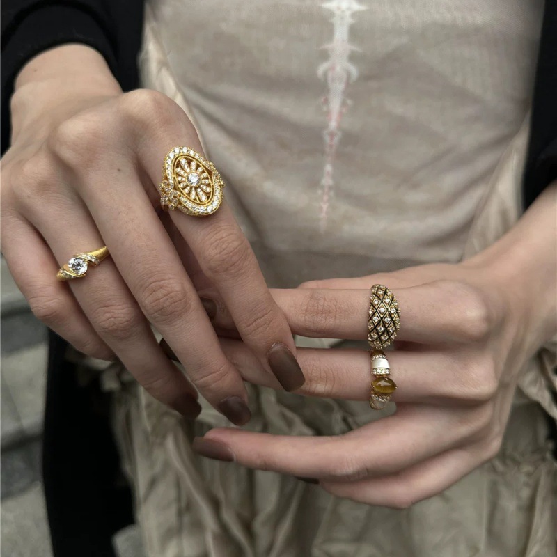 Vintage-Goldring mit Kleeblattmuster, verstellbar - 1
