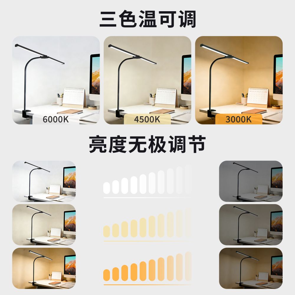 LED-Augenschutz-Tischlampe mit USB-Doppelkopf und Blaulichtfilter