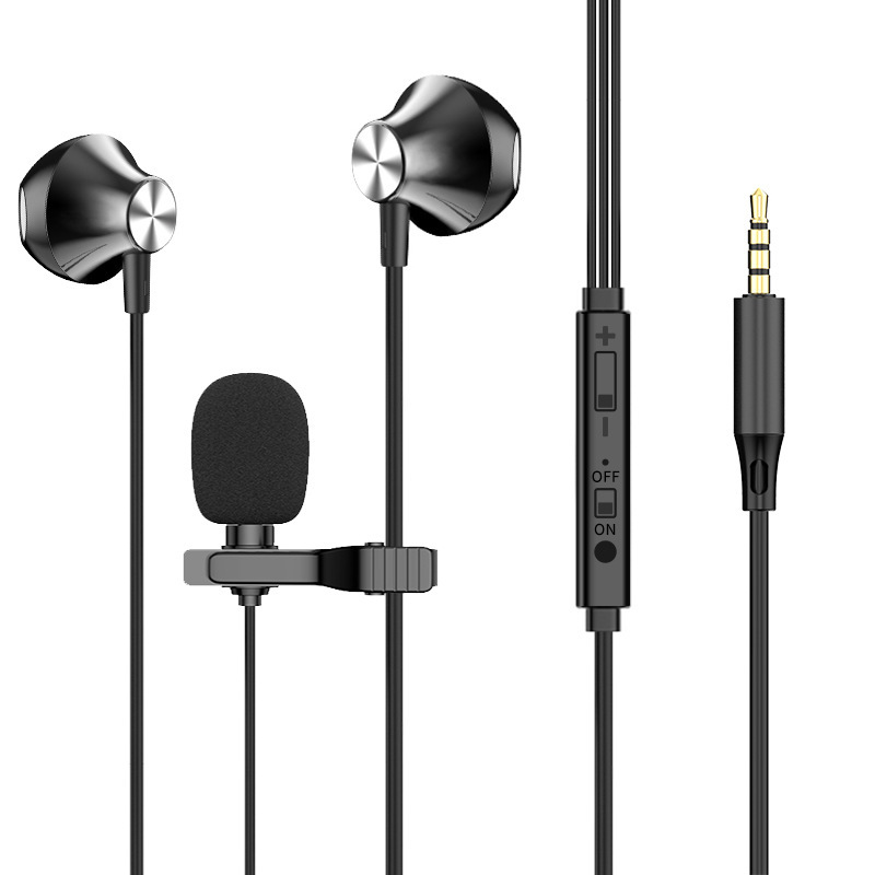 Metallklammer-Mikrofon USB-Typ-C digitales Headset 2 Meter Kabel 3,5mm Kopfhörer Mobiltelefon Live-Streaming Ohrstöpsel Großhandel