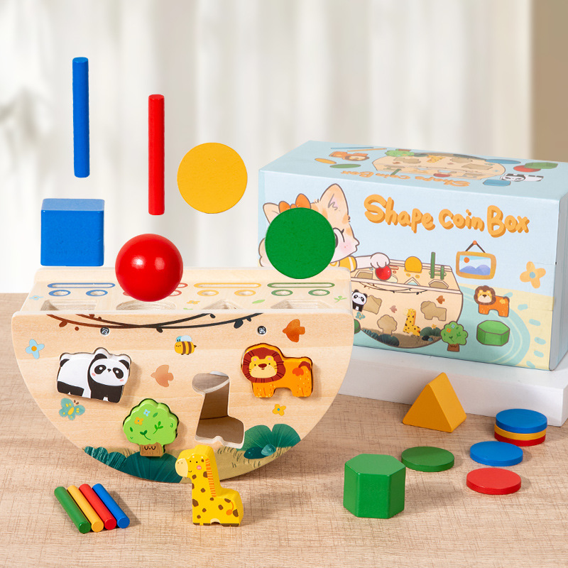 Montessori Holz-Intelligenzbox mit Formenspiel