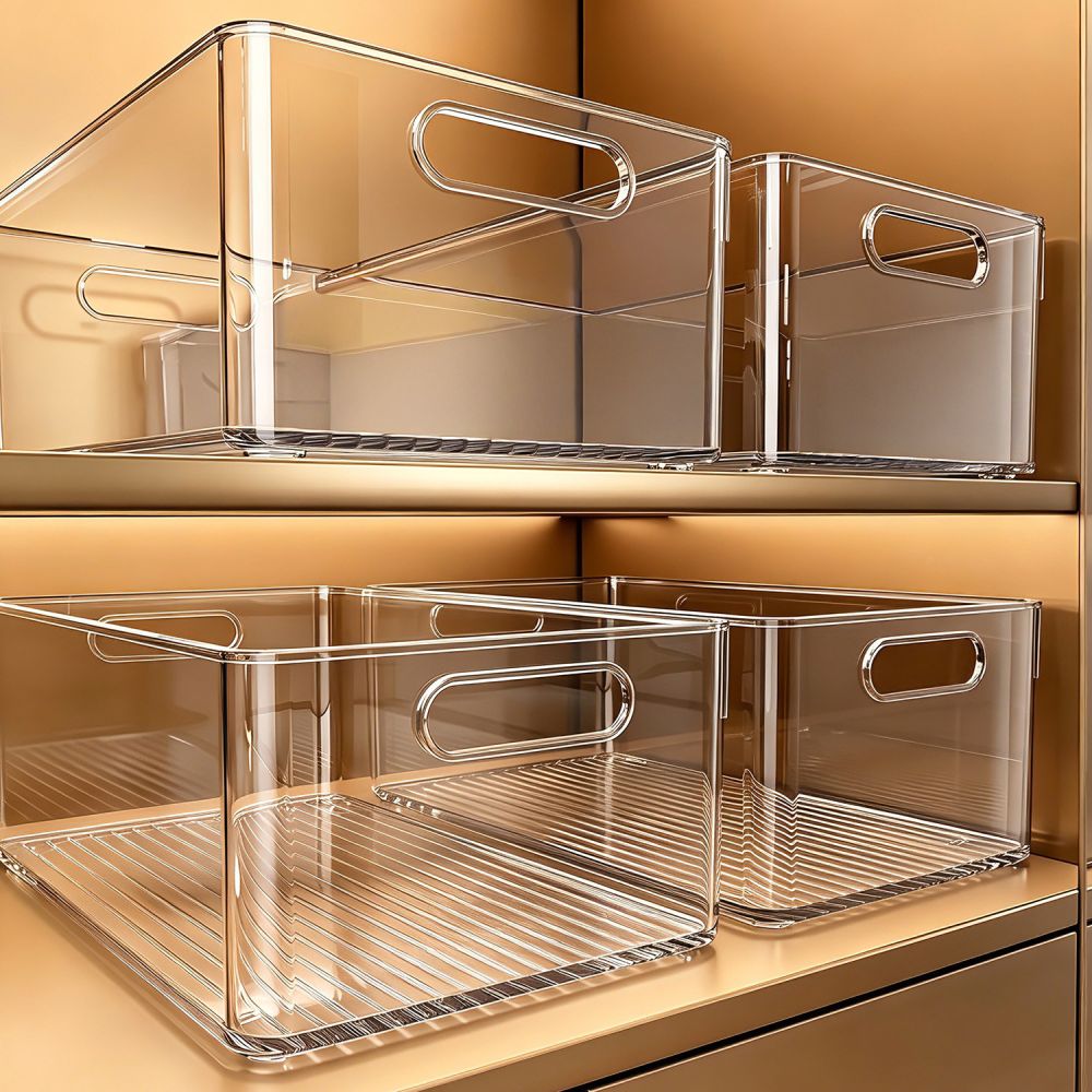 Transparent acrylic storage box, rectangular, large - 1