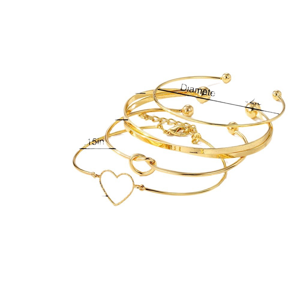 Europa und Amerika Grenzüberschreitend legiertes Herz-Knoten-Armband-Set kreatives Pfirsich-Herz geometrisches Kreuz-Armband 4er-Set Großhandel