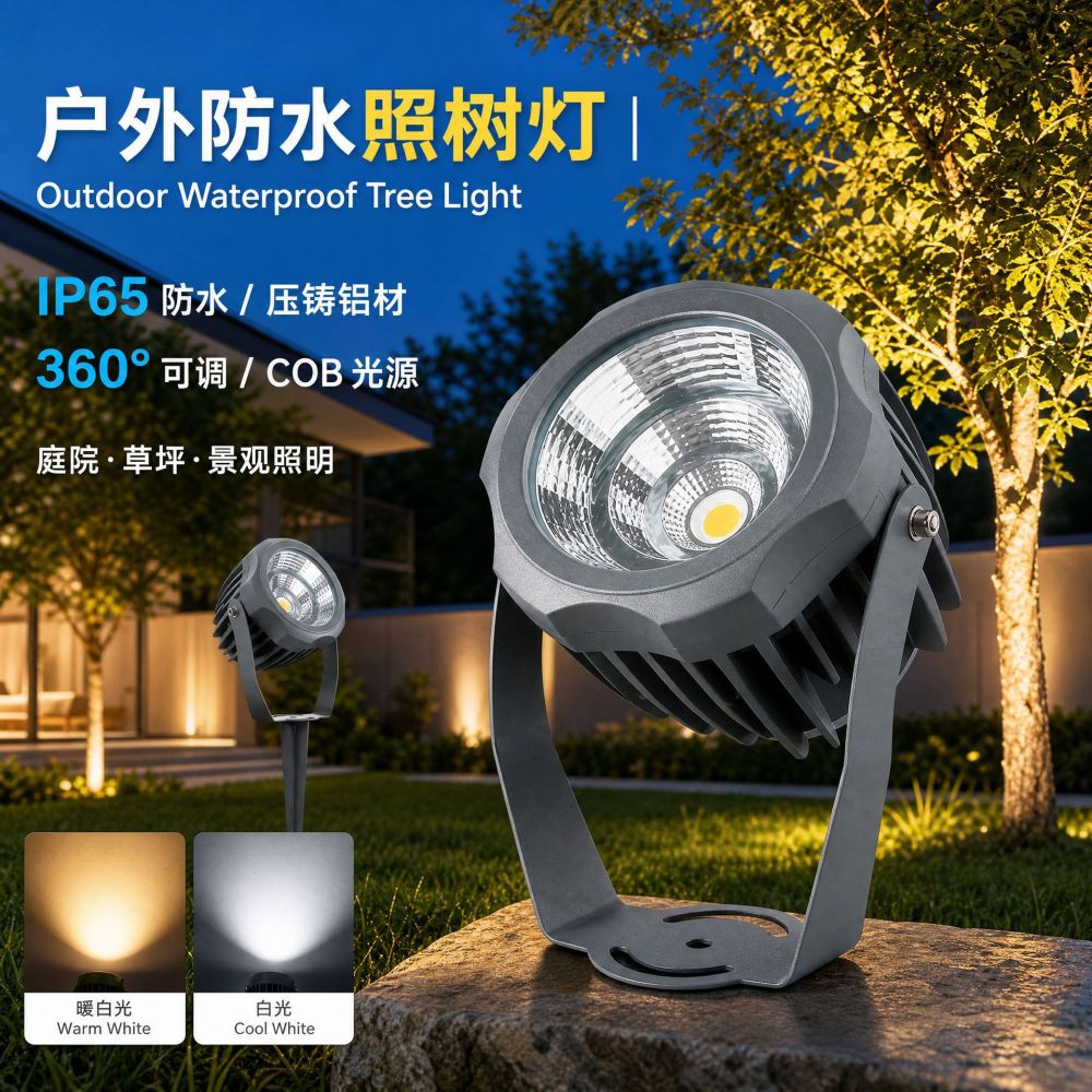 Грунтовый светильник COB Tree Uplight для уличного освещения деревьев, садовый точечный прожектор, светильник для двора виллы 10 Вт, газонный светильник, садовый ландшафтный прожектор высокой яркости