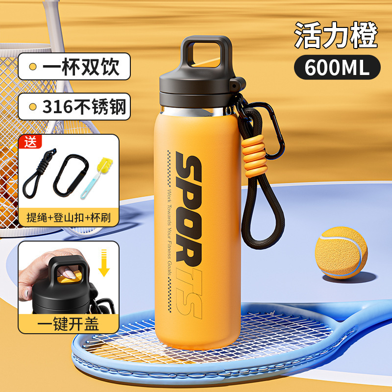 Sport Doppelwand 316 Edelstahl Isolierbecher hochwertiger Damen Wasserbehälter große Kapazität tragbarer Schüler Sporttrinkbecher - 7