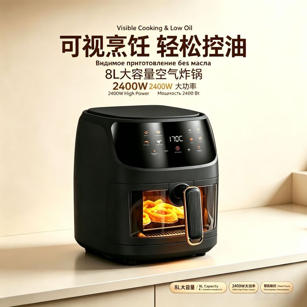8L Air Fryer Multifunktion Intelligenter Touchscreen Großer Kapazität Airfryer Backofen Pommes Fritteuse Elektro-Fritteuse für grenzüberschreitenden Handel - 3
