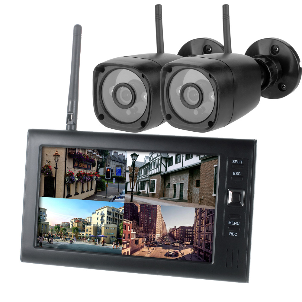 Shanyi Shida 7 inch video four-screen monitoring set LCD camera wireless security monitoring two cameras
