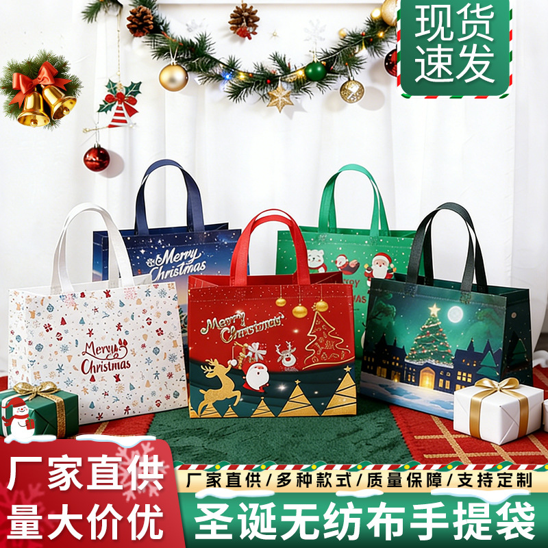 Laminated Christmas Non-Woven 3D Gift Bag with Handles
