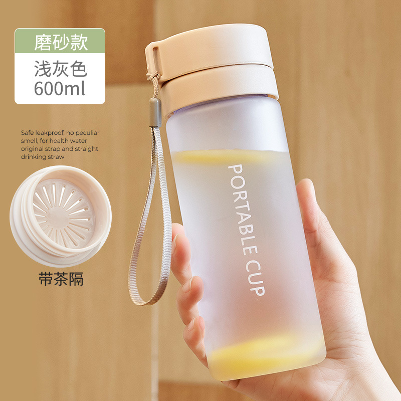 Wasserglas mit Teefilter, sommerliches hochwertiges einfaches Studentenbecher, tragbar für Männer, hitzebeständiger Outdoor-Sporttrinkbecher aus Kunststoff - 9