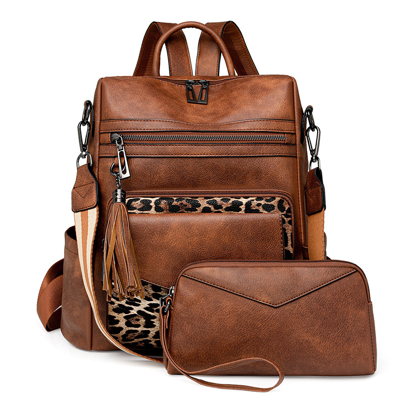 Grenzüberschreitender PU Damen Winter neu Europa und Amerika Retro vielseitiger Rucksack Damen hochwertig zweifarbiger Quasten Rucksack Großhandel