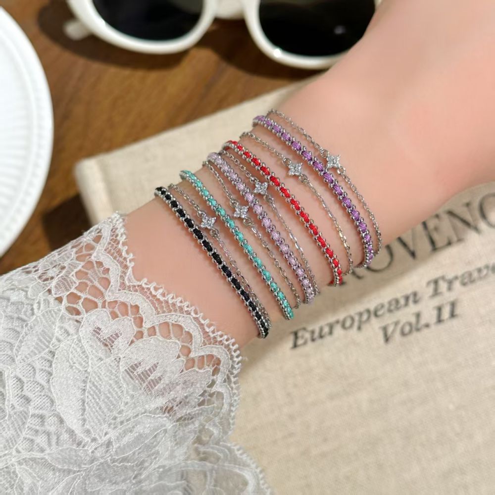 Koreanisches Zirkonia-Weinrebe Doppelreihiges Armband für Damen