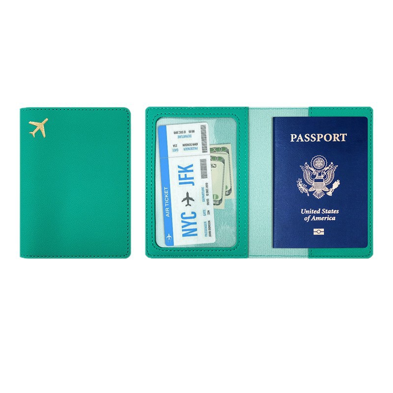 Grenzüberschreitendes Heißpräge-Flugzeug-Dicke-PU-Leder-Passbuch-Schutzhülle, Lederpass-Halter mit kundendefinierbarem LOGO, Passportmappe