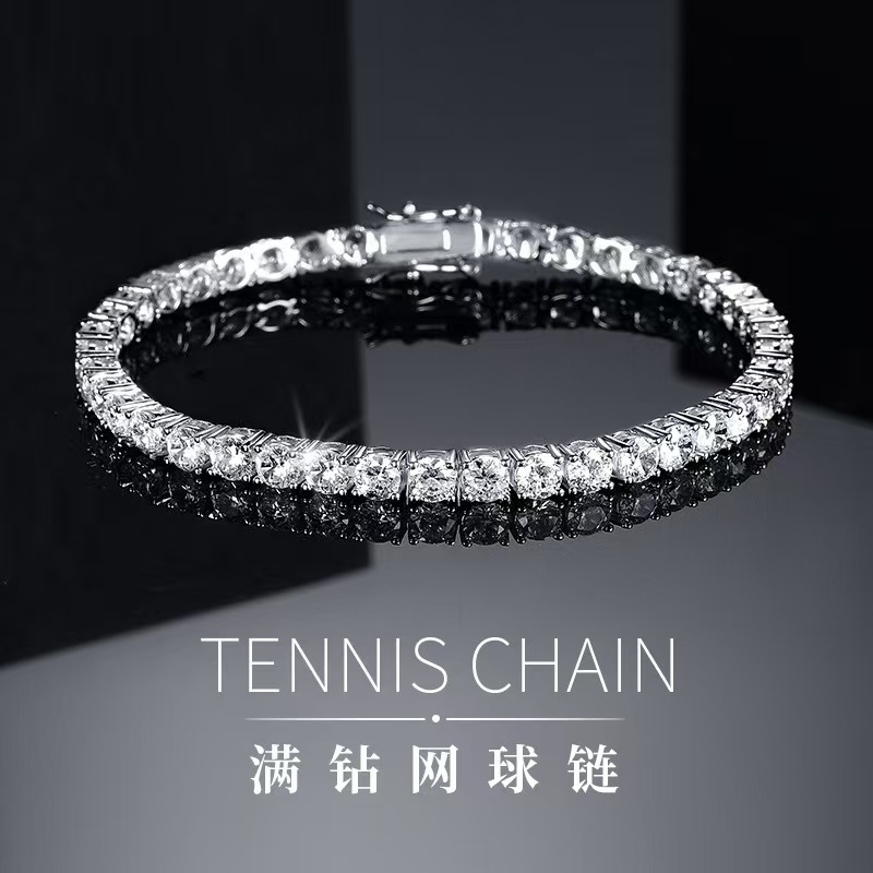 Tennisarmband mit weißem Zirkonia, Silberschmuck, hochglänzend, Premium-Feeling