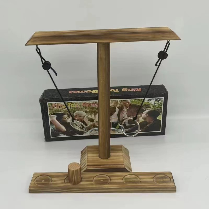 Ring Toss Games Wooden Toy Bar Family Desktop Hook and Loop Ring Toss Game