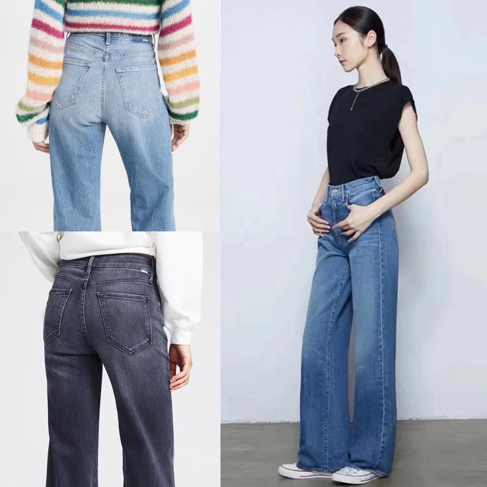 High-Waisted Loose Daddy Jeans, Straight-Leg Wide-Leg Denim Trousers for Women