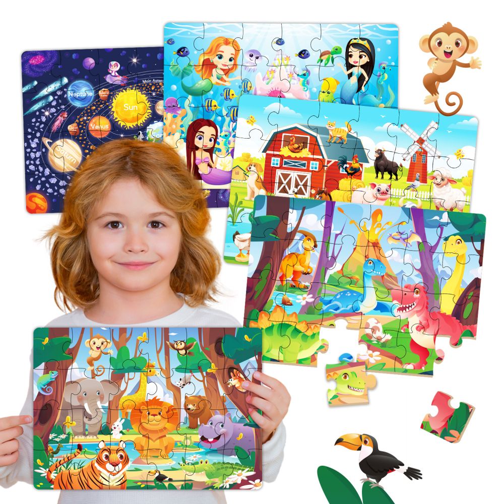 Paper Puzzles for Children Aged 3-6, Animals and Dinosaurs, Educational