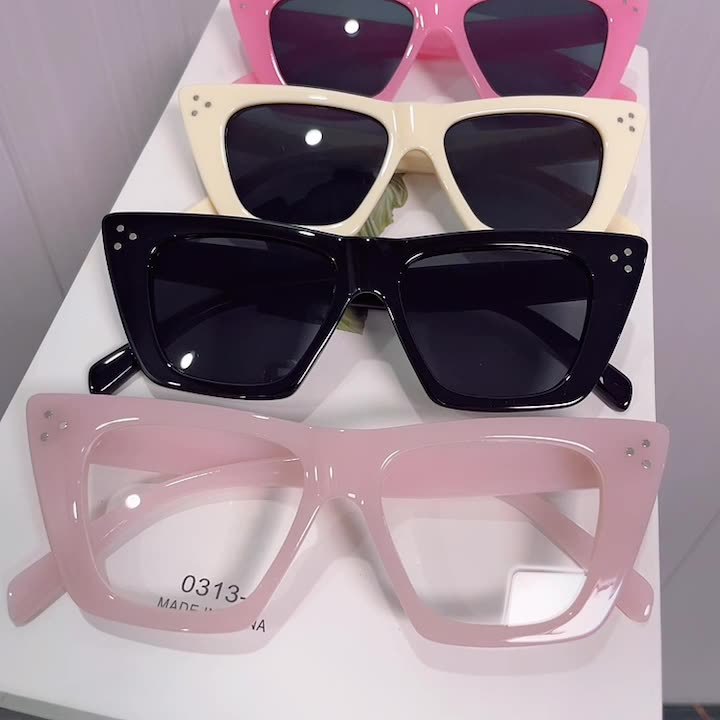 2024 New Cat Eye Sunglasses Cross-border Fashion Rivet Women's Premium Sunglasses Personalized INS Candy Color Sunglasses