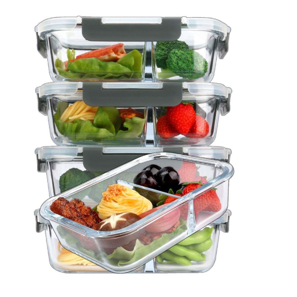Cross-border heat-resistant transparent food storage container, food-grade lunch box, rectangular high borosilicate glass lunch box, Amazon. - 10