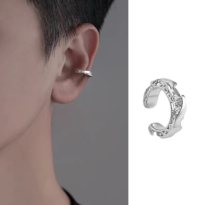Erkek kulak klipsi, minimalist tarzda, piercing olmayan