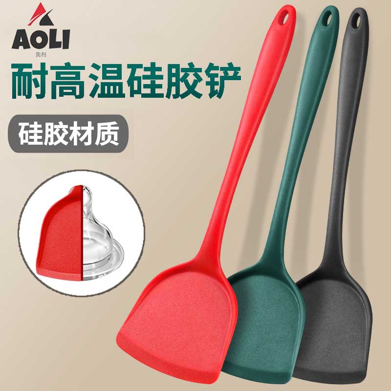 Kalınlaşmış silikon spatula mutfak malzemeleri yüksek sıcaklığa dayanıklı yapışmaz pişirme spatulası ev pişirme silikon Çin spatulası