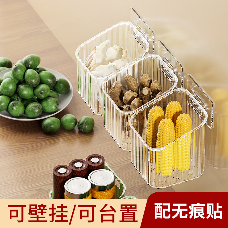 Onion, ginger and garlic storage basket kitchen garlic wall-mounted storage basket ginger garlic storage shelf wall-mounted storage box - 4